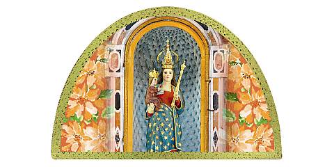 Tavola Giornata Madonna di Laghet stampa su legno ad arco - 18 x 12 cm