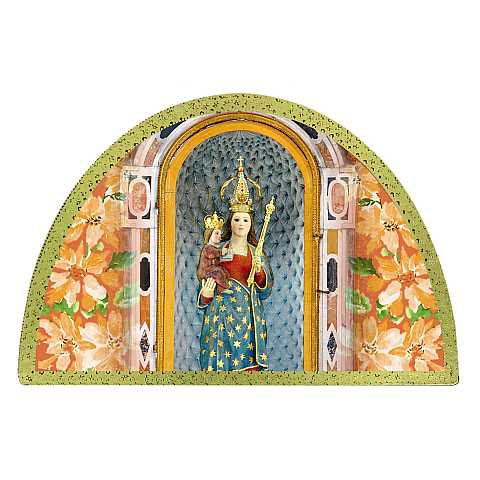 Tavola Giornata Madonna di Laghet stampa su legno ad arco - 18 x 12 cm