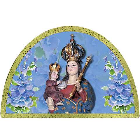 Tavola Notre-Dame de Laghet stampa su legno ad arco - 18 x 12 cm