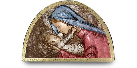 Tavola Madonna col bambino stampa su legno ad arco - 18 x 12 cm