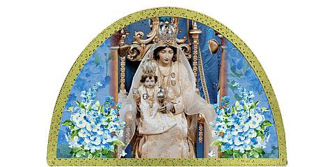 Tavola Madonna del Caorle stampa su legno ad arco - 18 x 12 cm