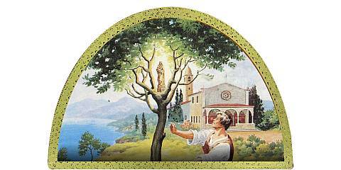 Tavola Madonna del Frassino stampa su legno ad arco - 18 x 12 cm