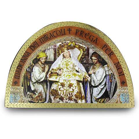 Tavola Madonna dei Miracoli di Motta di Livenza stampa su legno ad arco - 18 x 12 cm