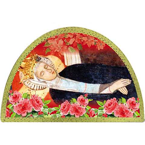 Tavola  Madonna del Transito stampa su legno ad arco - 18 x 12 cm
