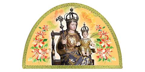 Tavola Our Lady of Europe stampa su legno ad arco - 18 x 12 cm