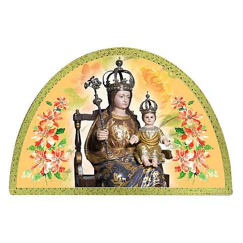 Tavola Our Lady of Europe stampa su legno ad arco - 18 x 12 cm