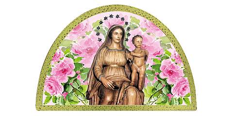 Tavola Madonna del Parto stampa su legno ad arco - 18 x 12 cm