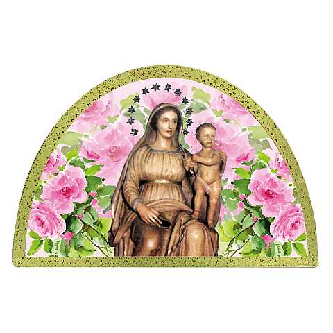 Tavola Madonna del Parto stampa su legno ad arco - 18 x 12 cm