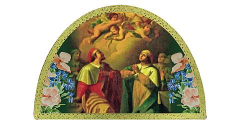 Tavola Santi Cosima e Damiano stampa su legno ad arco - 18 x 12 cm