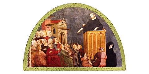Tavola San Nicola da Tolentino stampa su legno ad arco - 18 x 12 cm