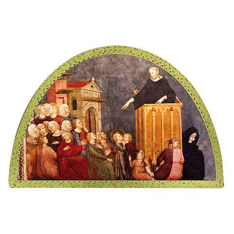 Tavola San Nicola da Tolentino stampa su legno ad arco - 18 x 12 cm