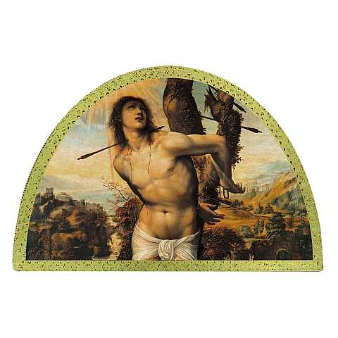 Tavola San Sebastiano stampa su legno ad arco - 18 x 12 cm