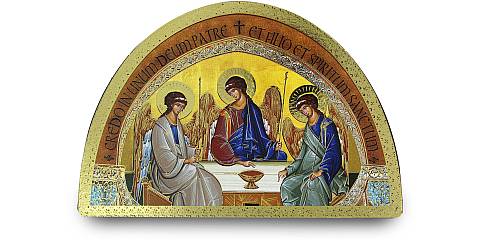 Tavola Trinità stampa su legno ad arco - 18 x 12 cm
