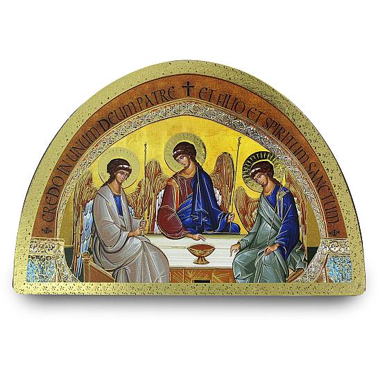 Tavola Trinità stampa su legno ad arco - 18 x 12 cm