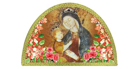 Tavola Madonna del Santuario di Vicoforte (Mondovì) stampa su legno ad arco - 18 x 12 cm