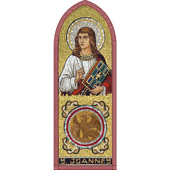 Quadro Evangelista San Giovanni in legno a cuspide - 10 x 27 cm