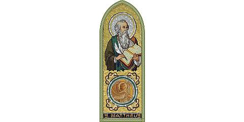 Quadro Evangelista San Matteo in legno a cuspide - 10 x 27 cm