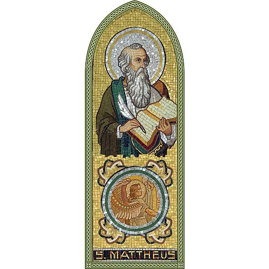 Quadro Evangelista San Matteo in legno a cuspide - 10 x 27 cm