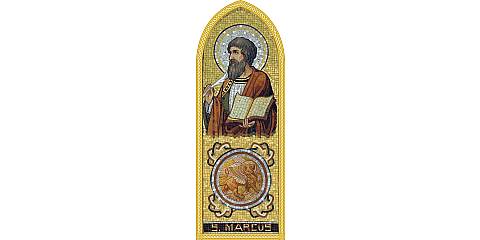 Quadro Evangelista San Marco in legno a cuspide - 10 x 27 cm