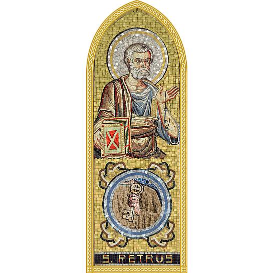 Quadro Apostolo San Pietro in legno a cuspide - 10 x 27 cm