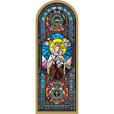 Quadro Madonna del Carmine in legno ad arco - 10 x 27 cm
