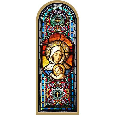 Quadro Madonna con bambino in legno ad arco - 10 x 27 cm