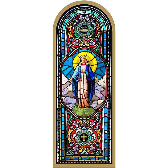 Quadro Madonna Miracolosa in legno ad arco - 10 x 27 cm