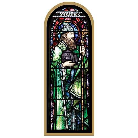 Quadro San Patrick stampa tipo vetrata su legno - 10 x 27 cm