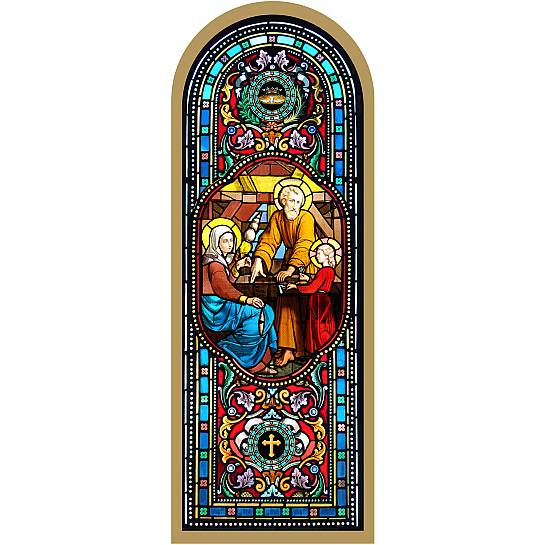 Quadro Santa Famiglia in legno ad arco - 10 x 27 cm