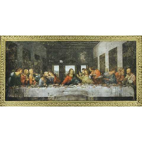 Quadro Ultima Cena di Leonardo da Vinci stampa su legno - 14 x 9 cm
