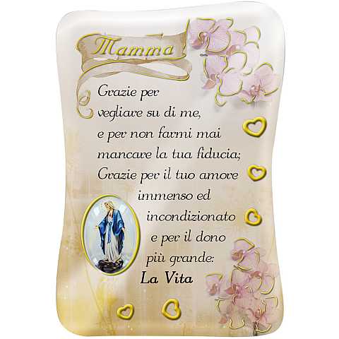 Calamita Amico con immagine resinata della Madonna Miracolosa - 8 x 5,5 cm