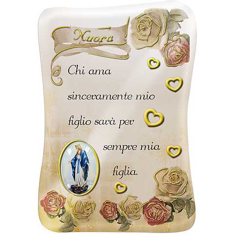 Calamita Genero con immagine resinata della Madonna Miracolosa - 8 x 5,5 cm