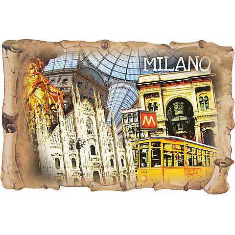 Calamita Duomo di Milano a forma di pergamena - 8 x 5,5 cm