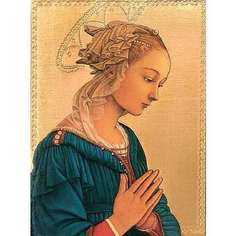 Tavola Madonna del Lippi stampa su legno - 24 x 17 cm