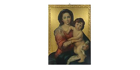Tavola Madonna del Murillo stampa su legno - 24 x 17 cm