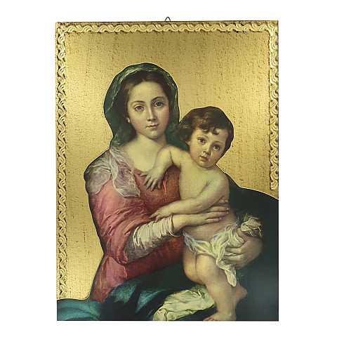 Tavola Madonna del Murillo stampa su legno - 28 x 21 cm
