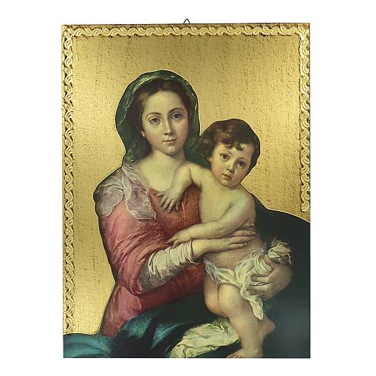 Tavola Madonna del Murillo stampa su legno - 28 x 21 cm