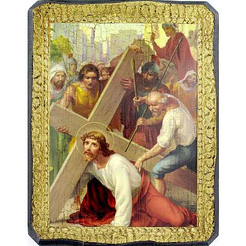 Quadro Via Crucis stampa su tavola - 36 x 27 cm