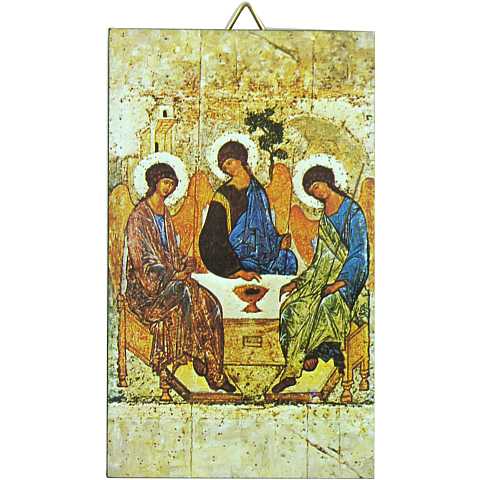 Quadro Trinità di Rublev stampa su legno - 10,5 x 6 cm
