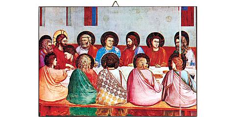 Quadro Ultima Cena di Giotto stampa su legno - 14 x 10 cm 