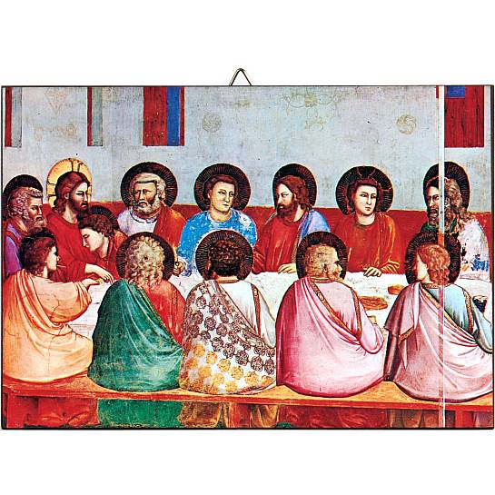 Quadro Ultima Cena di Giotto stampa su legno - 14 x 10 cm 