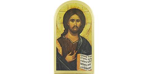 Quadro Gesù con Libro Aperto stampa su legno ad arco - 25 x 13,5 cm 