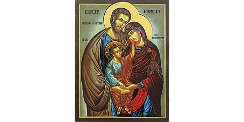 Quadro icona Sacra Famiglia stampa su legno - 6,5 x 4,5 cm