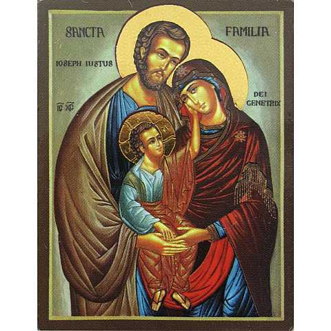 Quadro icona Sacra Famiglia stampa su legno - 6,5 x 4,5 cm