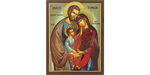 Quadro icona Sacra Famiglia stampa su legno - 10 x 8 cm