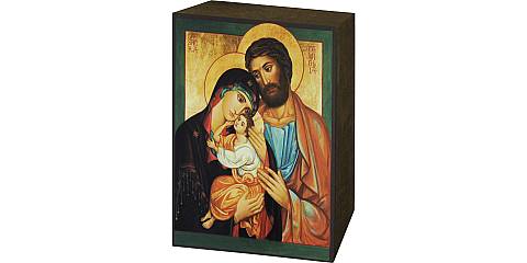 Quadro icona Sacra Famiglia stampa su legno - 7 x 5,5 cm