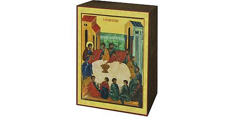 Icona Ultima Cena stampa su legno - 7 x 5,5 cm