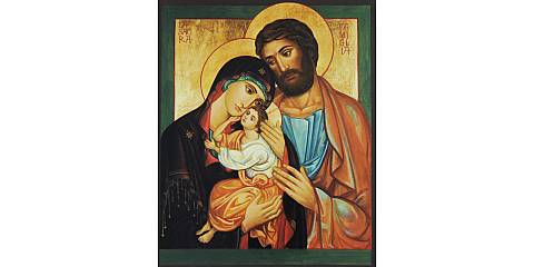 Quadro icona Sacra Famiglia stampa su legno - 10 x 8 cm 