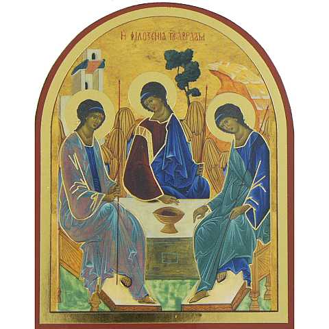 Quadro Trinità stampa su legno ad arco - 10 x 7,5  cm