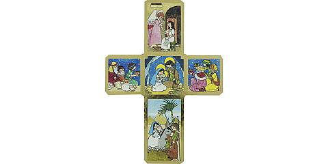 Croce Natività stampa su legno - 15 x 11 cm